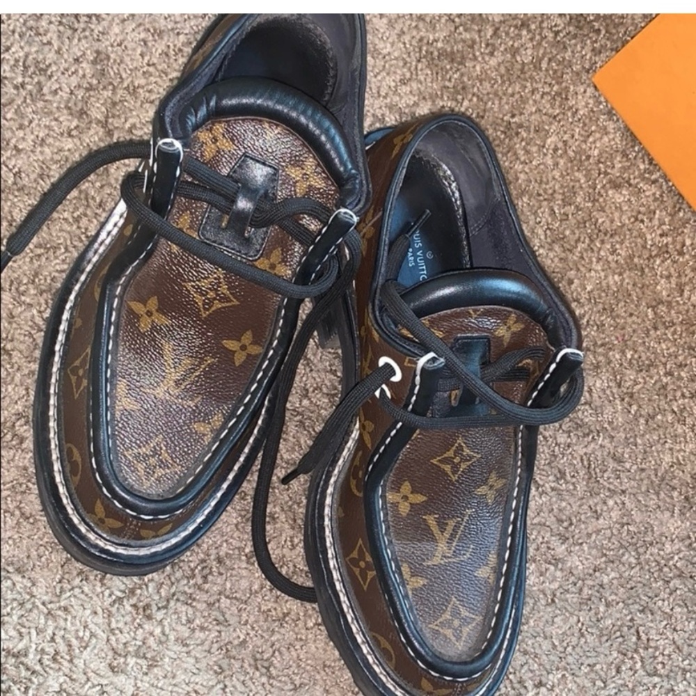 Louis Vuitton Brown and Black Flats with Signature Monogram